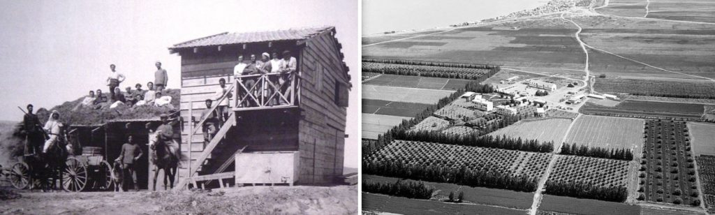 Degania Alef, the first kibbutz, in 1910 (Left), and in 1931 (Right)