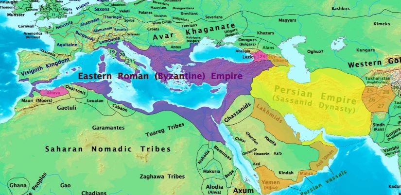 Sasanian and Eastern Roman (Byzantine) Empires before the rise of Islam 